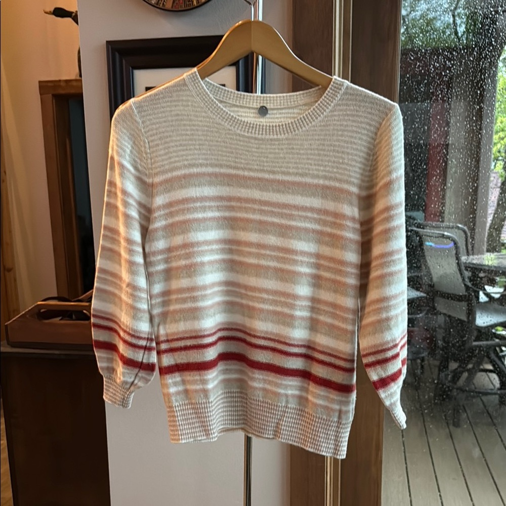 Margaret O’Leary Striped Women's Sweater - Cream and Red (Sz M)